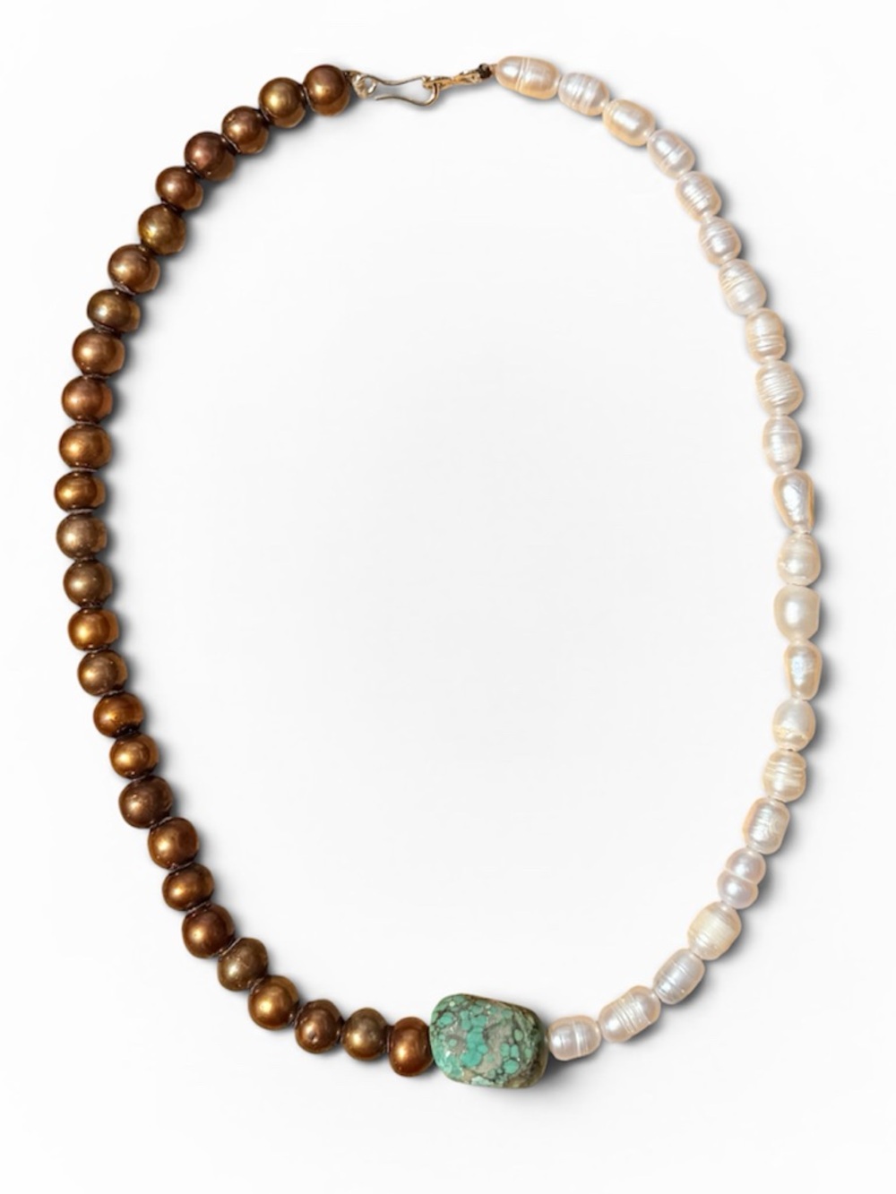 Freshwater Cultured & Baroque Pearls with Hubei Turquoise Sterling Silver Clasp
